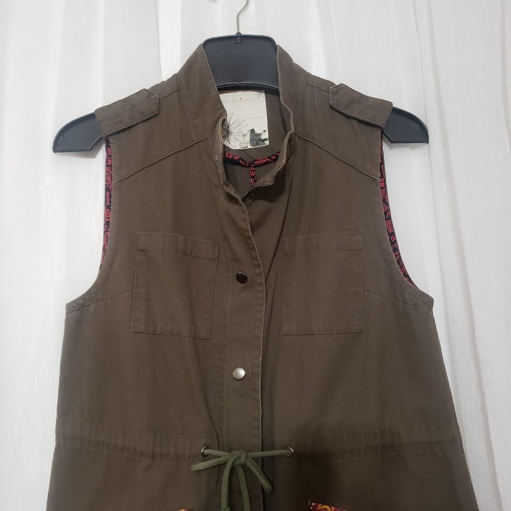 En Crene Boho Vest Full Zipper Southwest Print Pocket Cardigan Size Medium - Picture 4 of 7